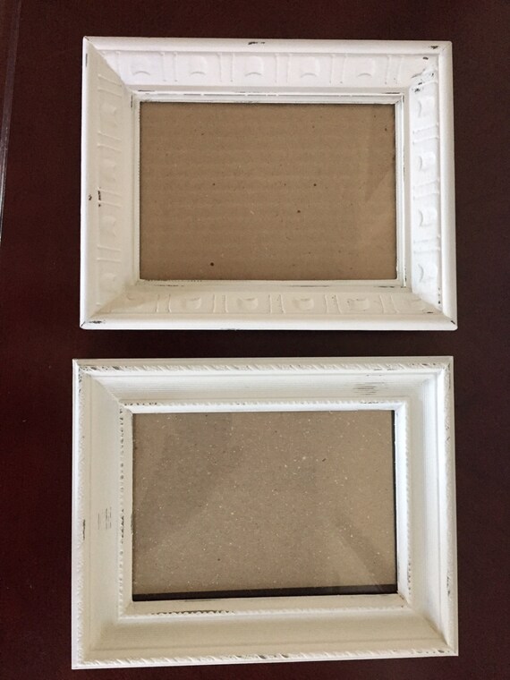shabby chic ornate picture frames, soft white, distressed set of 4