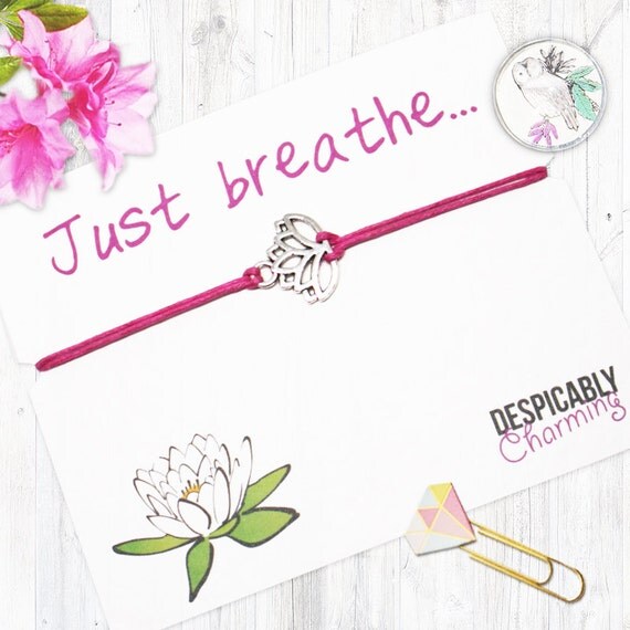 Yoga Bracelet Just Breathe Yoga Wish by DespicablyCharming