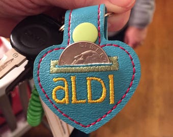 Aldi Quarter Keeper Aldi Keychain Aldi Quarter Holder Cart Coin Key Fob - Teal