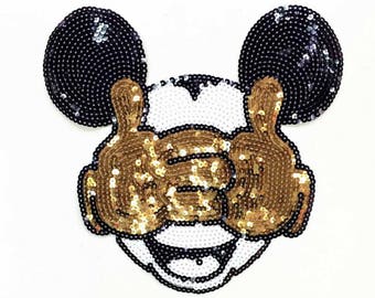 Disney Patches Mickey Mouse Sequin Patch Large Iron on Applique 039