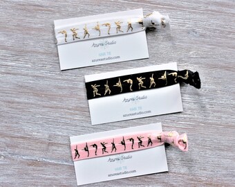Dance Gymnastics Gold-White-Black-Pink-Hair Ties