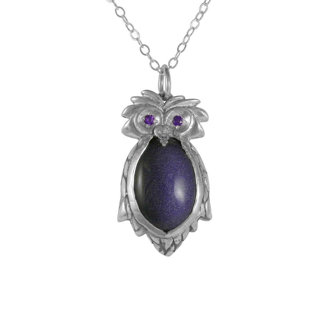 Owl Jewelry Little Owl Necklace Amethyst and Purple