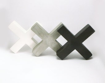 Bookends of concrete "X" | Concrete letters | Shelves and furniture decoration | Letter X 3D cement | Architect gift | Paperweight