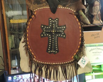 Leather Mission Cross Wall Hanging