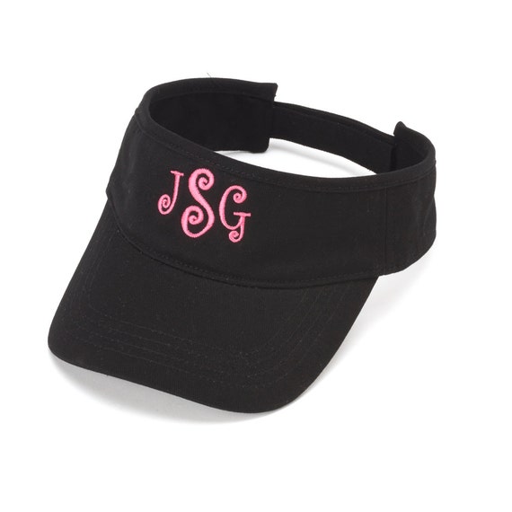 Visors Monogrammed Adjustable Back Black Color