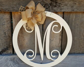 Initial Door Hanger - Painted Personalized Door Hanger - Monogram Wreath - Personalized Door Decor - Personalized Gift