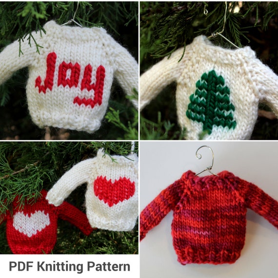 Christmas Knit Pattern Tree Mini Sweater Ornament Knitting 7609