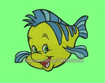 Disney Flounder The Little Mermaid Embroidery Design - 5 Sizes - INSTANT DOWNLOAD