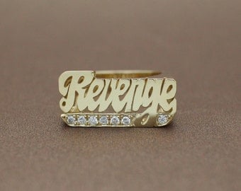 revenge ring 14k yellow gold with natural diamond 0.2 cts revenge jewelry