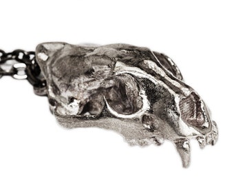 Cougar Necklace - Cougar Skull Pendant Science Jewelry Animal Skull Necklace - Bronze - Silver