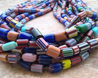 60 Small Graduated Vintage Venetian Chevron Glass Beads,Mixed Graduated Vintage African Trade Beads,African Trade Beads,60-70 Chevron Beads