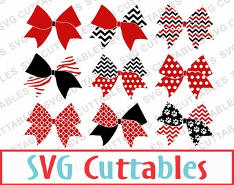 Cheer Bow Patterned Set with LOVE Design, svg, eps, and dxf Digital Download