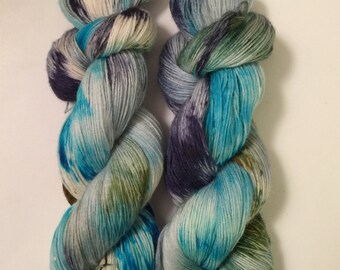 Baby Alpaca Hand Dyed Yarn Fingering weight | Super soft 100% Baby Alpaca| 100 gr | Evening Tide / Free shipping in U.S.