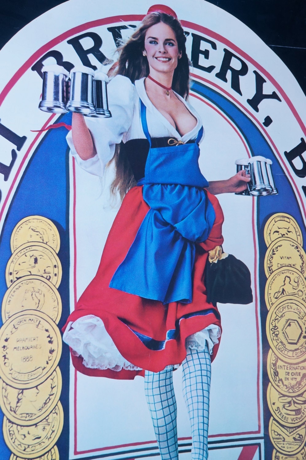 1980 St Pauli Girl Poster Brunette Hard To Find Think She