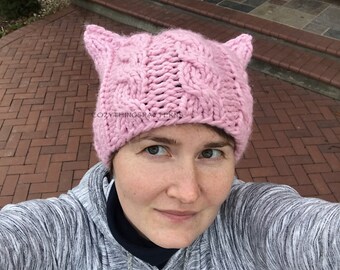 Download knitting pattern #042 - Pussyhat Women knit hat Cat hat - Women size only - pdf tutorial