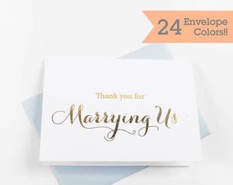 Gold Foiled Wedding Day Cards, Thank You for Marrying Us, Silver Foiled Wedding Day Cards, Wedding Day Thank You Card (WC175-CA-F)
