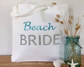 Beach Bride Tote Bag: Bride tote bag, wedding tote or honeymoon tote