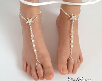 Starfish barefoot sandals,Barefoot sandals,Flower girl barefoot sandals,Wedding Barefoot Sandals,Baby Foot accessories,Photo prop,Baptism