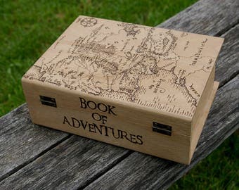 The Lord of the Rings inspired pyrography art box The Book of Adventures Map of Middle Earth