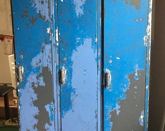 Vintage Blue Metal School Lockers From The 60s Industrial Storage Mud Room Metal Decor Storage Lockers Metal Cabinets