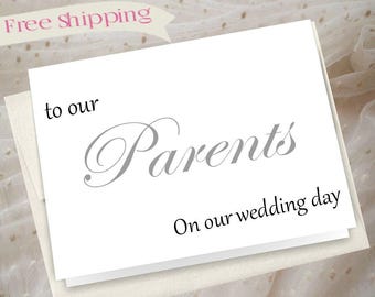To our parents on our wedding day, wedding card for parents, wedding thank you card, mother of bride, mother of the groom, parents thank you