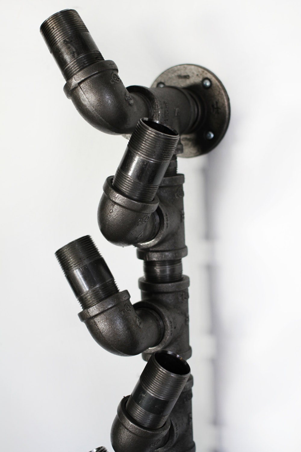 Wall Mounted Wine Rack. Black Iron Pipe Industrial Hanging