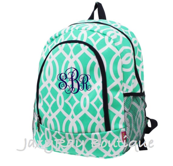 Monogrammed backpack book bag personalized backpack for girl