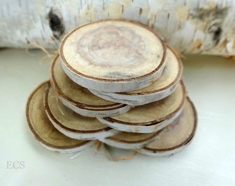 Reclaimed Birch Rustic Wooden Discs - Set of Four- Great for Wedding Decorations or Christmas Ornaments