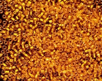 10 Grams of Miyuki Japanese Seed Beads Size 11/0 Golden Yellow Silver Core
