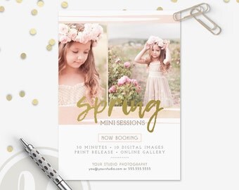 Spring Mini Session Template - Spring Marketing Board, Instant Download, Photoshop Template for Photographers, Watercolor Marketing Board