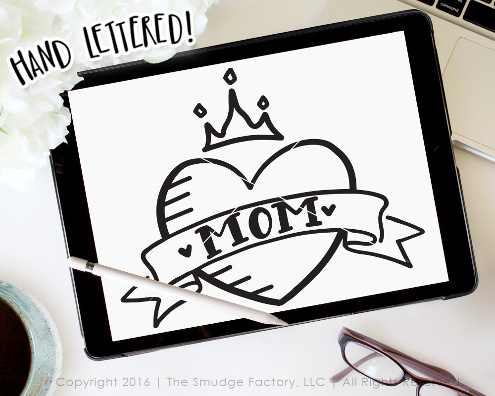Download Valentine SVG Cut File Mom Heart Tattoo Cut File Hand