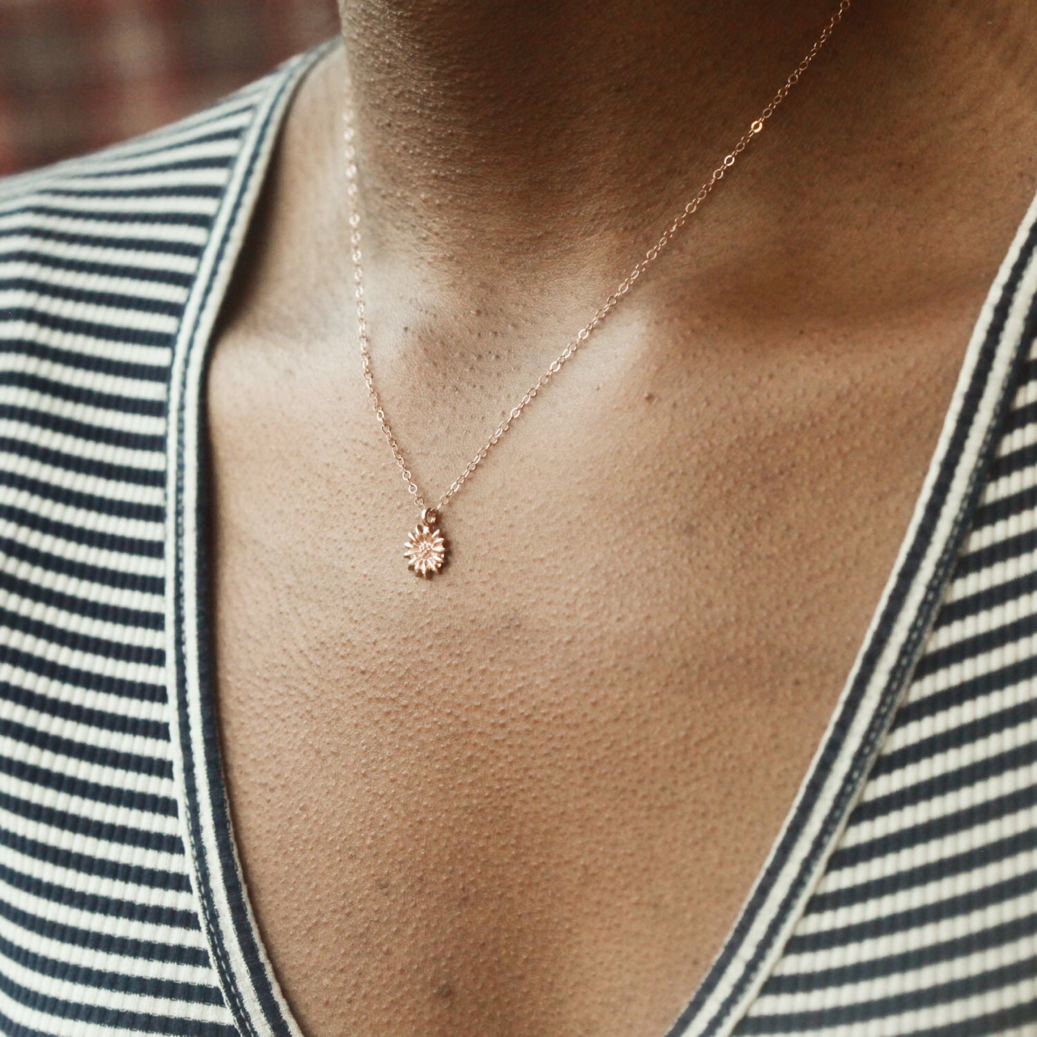 Sunflower Necklace Jewelry Sunflower Rose Gold Necklace