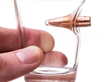 Real Bullet SHOT Glass. Unique Shot Glass. Military Gift.
