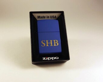 Engraved Matte Blue Zippo Lighter - Personalized Zippo - Engraved Zippo - Authentic Zippo - Gifts for Men - Groomsmen Gifts - Custom