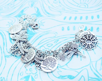 Boho charms bracelet/bohemian bracelet/tree of life bracelet/tree of life jewels/hippie bracelet/gypsy bracelet/heart bracelet/gift for her