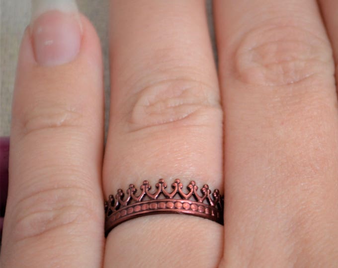 Crown Ring, Princess Ring, Maroon Ring, Red Ring, Maroon Wedding, Tiara Ring, Silver Crown Ring, Queen Ring, Princess Crown Ring,Unique Ring