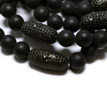 Black Onyx Beaded Bracelet, Onyx Cubic Zirconia Bead Bracelet, Black Friendship Bracelet, Onyx Beads, Onyx Jewelry