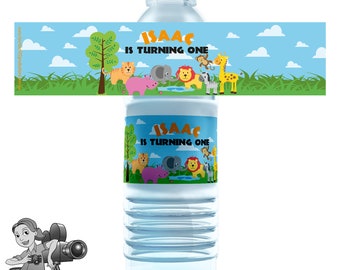 Jungle Safari Animals Water Bottle Labels