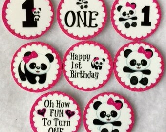 Set of 50/100/150/200 Personalized Panda Bear 1st Birthday Party 1 Inch Confetti Circles
