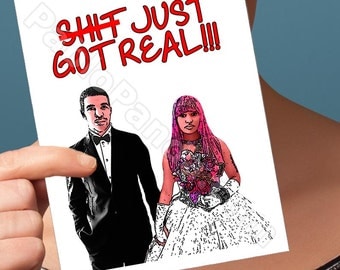 Funny Wedding Card | Drake Card | Nicki Minaj Valentine Card You'Re Engaged Card Engagement Card Marriage Card Engagement Congrats Card For