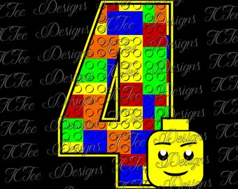 Lego 4 - 4th Birthday - Lego Birthday SVG Design Download - Vector Cut File