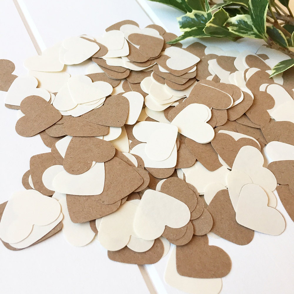 Wedding Table Confetti 250 Pieces Heart Confetti Neutral