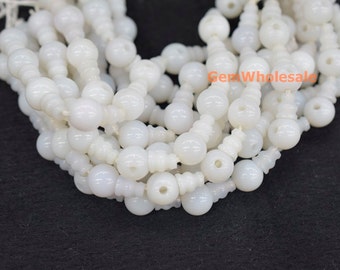 5 SETS White agate 3 hole beads,T-Beads Set, Guru Beads, Prayer Beads, Mala Making Cones Beads, T hole set, big hole beads