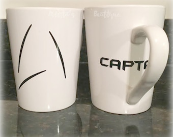 Star Trek Mug, Spock Mug, Captain Kirk mug, Custom Vinyl Mug, Mug, Custom Star Trek Mug, Vinyl Mug