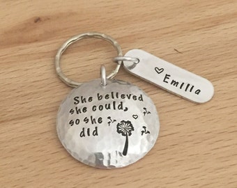 Graduation gift, she believed she could, Graduation, personalised gift, graduation gift for her, inspiration quote, dandelion wishes