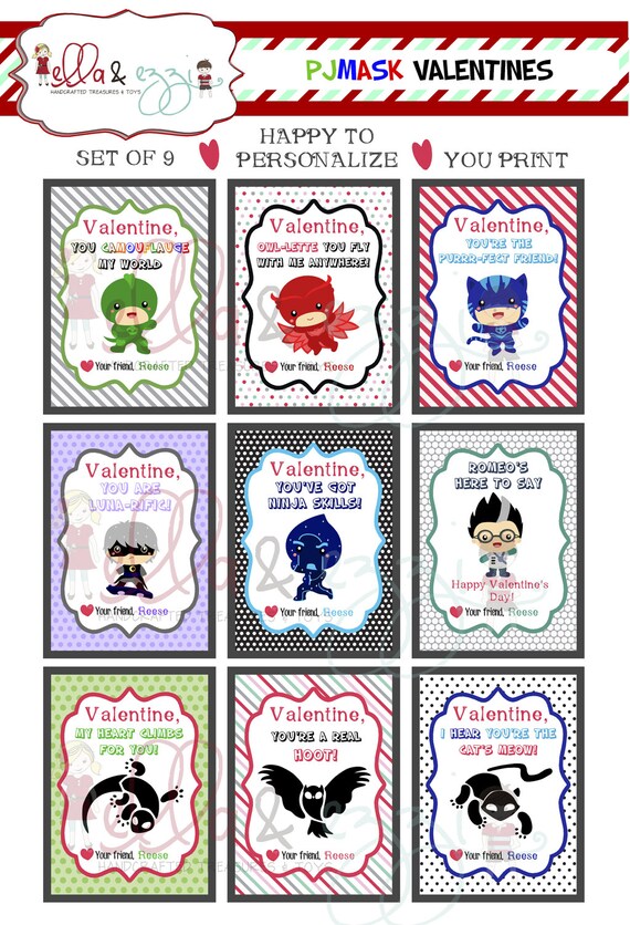 Printable Valentines PJ mask Printable Valentines PJ mask