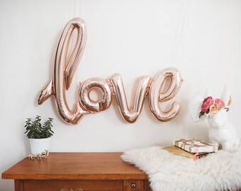 Love Script Balloon - Bridal Shower Decor - Wedding Decor - Engagement Decor - Bachelorette Decor - Bridal Photo Prop - Foil Letter Balloon