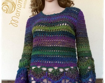 Femmes pull multicolore crochet de la laine et acrylique