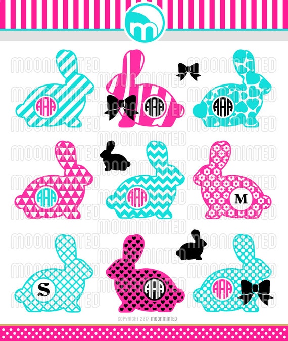 Items similar to Easter Bunny SVG Cut Files - Monogram Frames for Vinyl ...