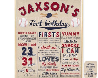 Baseball First Birthday Chalkboard Poster Baseball 1st Birthday Poster Vintage Baseball Birthday Poster Baseball 1st Birthday Party